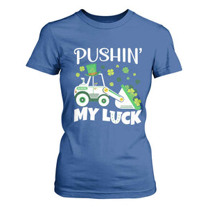 St Patricks Day Boys Truck T Shirt For Women Pushing My Luck Tractor Toy Lover TS02 Royal Blue Print Your Wear