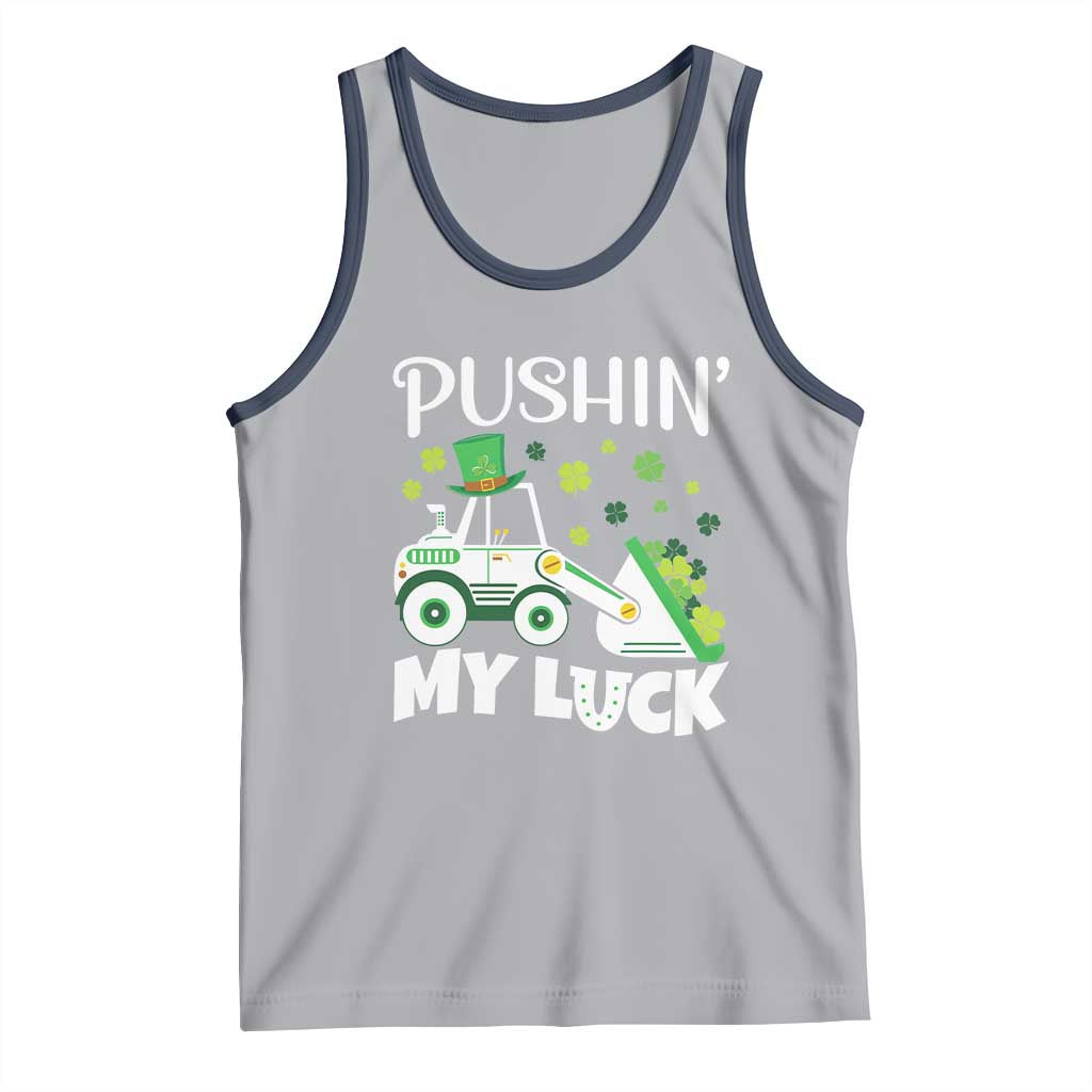 St Patricks Day Boys Truck Tank Top Pushing My Luck Tractor Toy Lover TS02 Athletic Heather Navy Print Your Wear