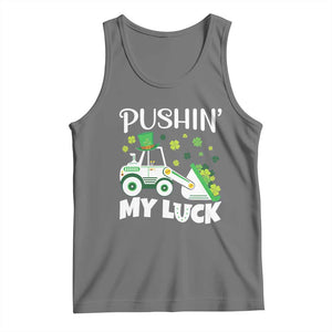St Patricks Day Boys Truck Tank Top Pushing My Luck Tractor Toy Lover TS02 Black Heather Print Your Wear