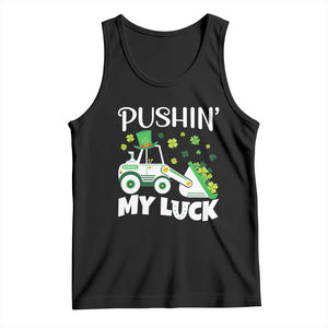 St Patricks Day Boys Truck Tank Top Pushing My Luck Tractor Toy Lover TS02 Black Print Your Wear