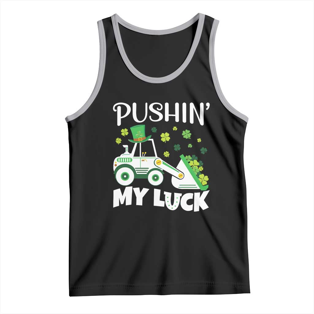 St Patricks Day Boys Truck Tank Top Pushing My Luck Tractor Toy Lover TS02 Black Athletic Heather Print Your Wear