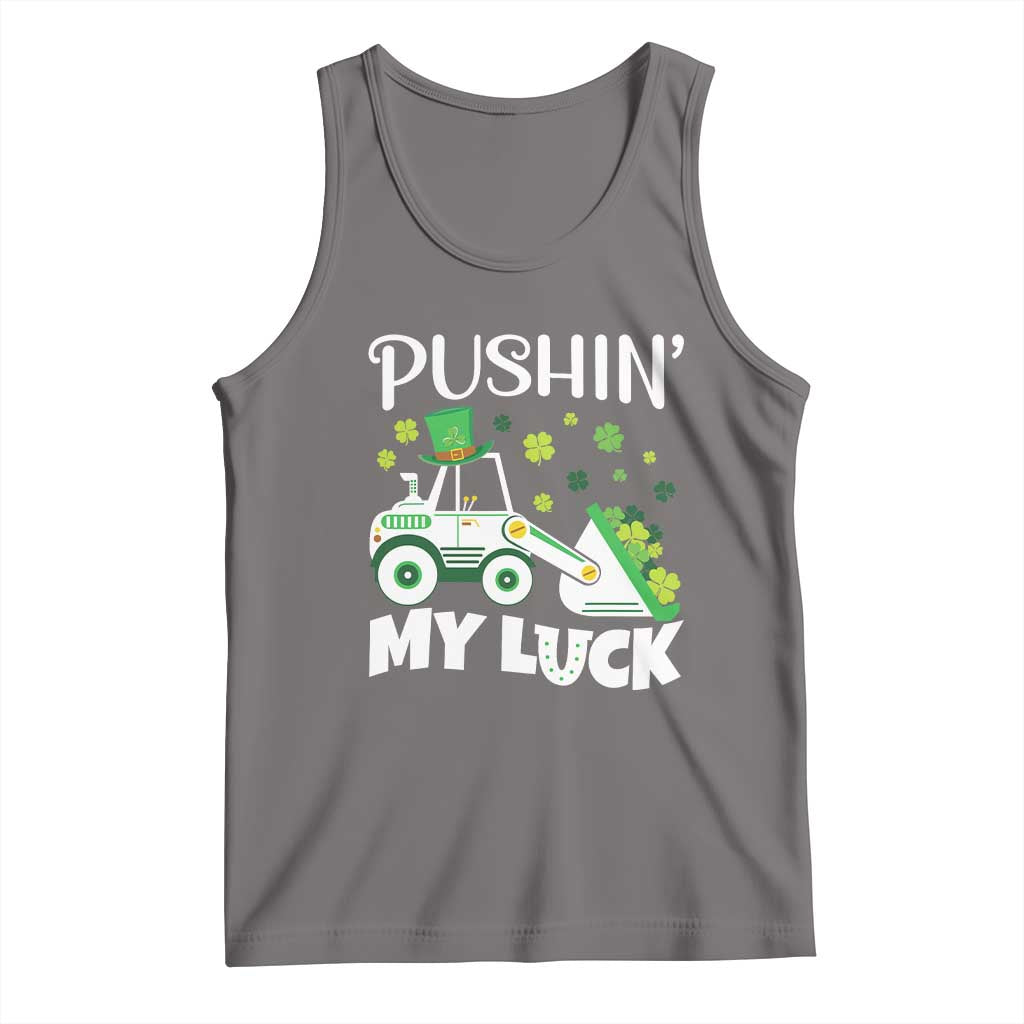 St Patricks Day Boys Truck Tank Top Pushing My Luck Tractor Toy Lover TS02 Deep Heather Print Your Wear