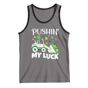St Patricks Day Boys Truck Tank Top Pushing My Luck Tractor Toy Lover TS02 Deep Heather Black Print Your Wear