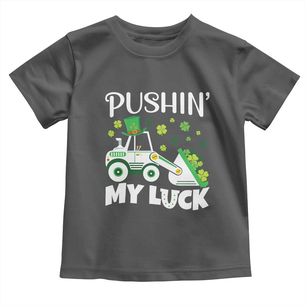 St Patricks Day Boys Truck Toddler T Shirt Pushing My Luck Tractor Toy Lover TS02 Dark Heather Print Your Wear