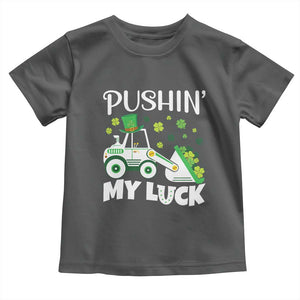 St Patricks Day Boys Truck Toddler T Shirt Pushing My Luck Tractor Toy Lover TS02 Dark Heather Print Your Wear