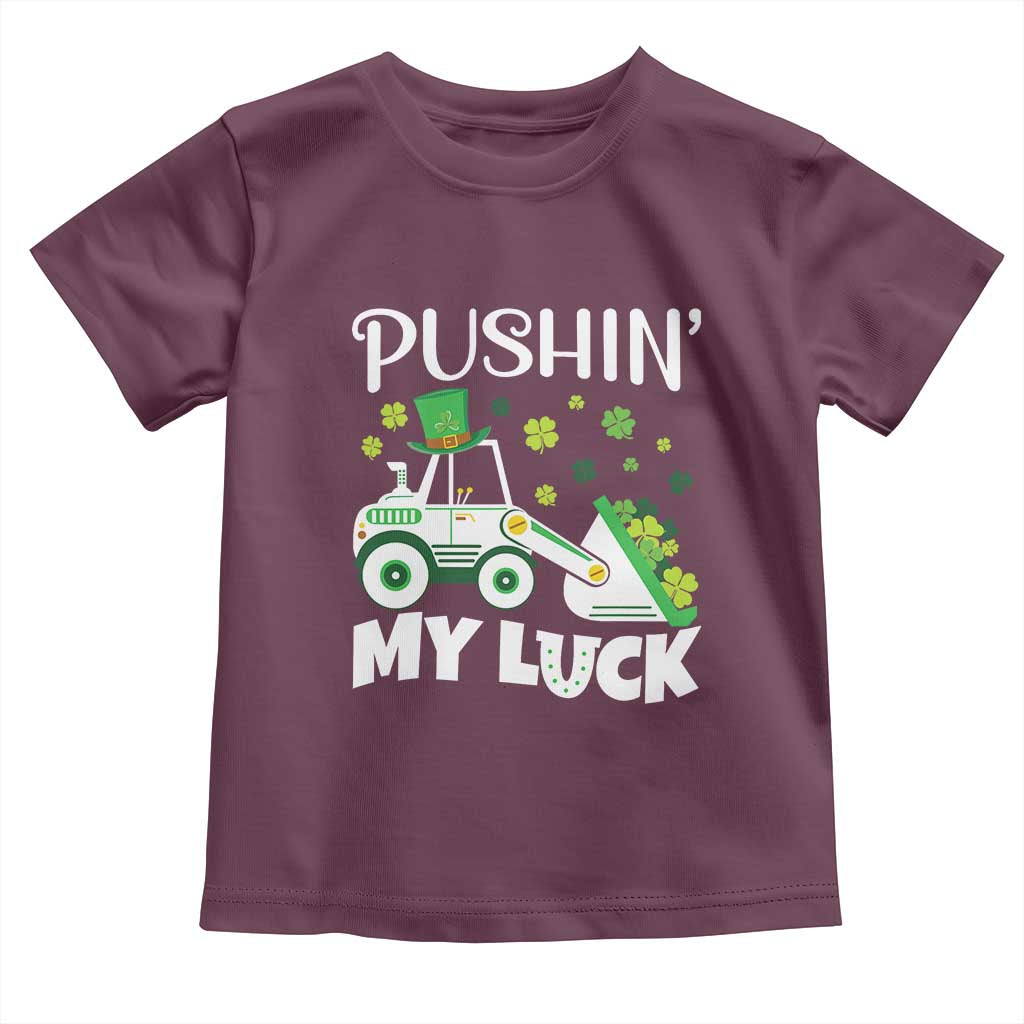 St Patricks Day Boys Truck Toddler T Shirt Pushing My Luck Tractor Toy Lover TS02 Maroon Print Your Wear