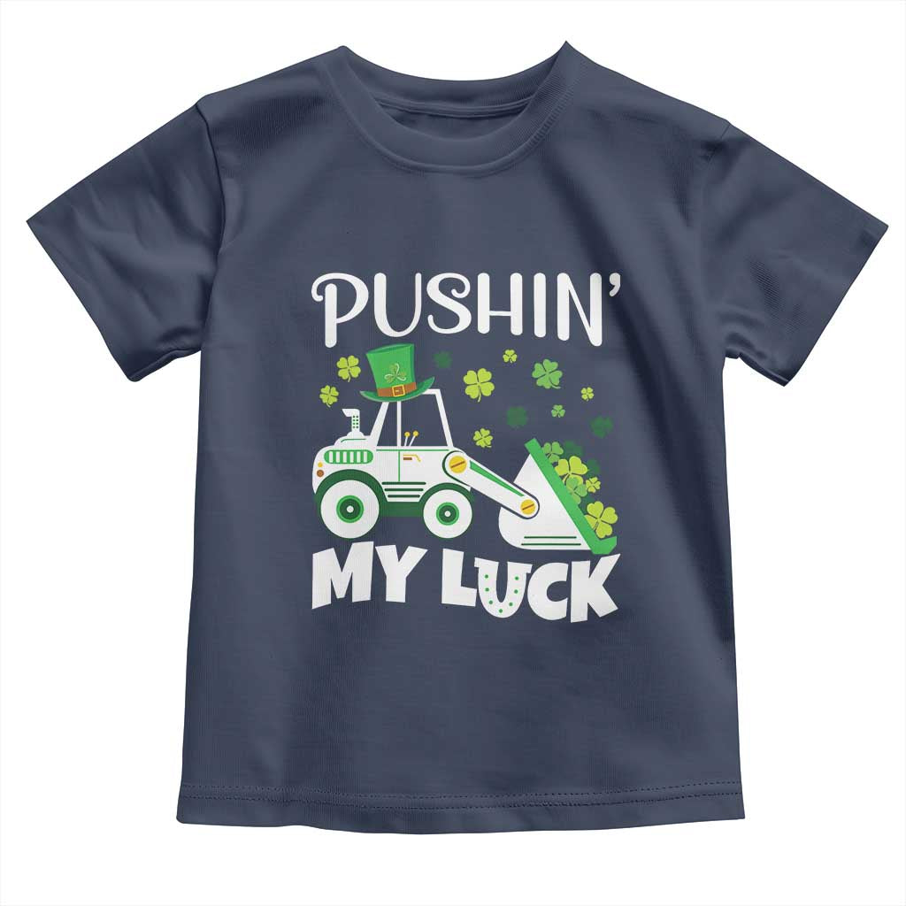 St Patricks Day Boys Truck Toddler T Shirt Pushing My Luck Tractor Toy Lover TS02 Navy Print Your Wear