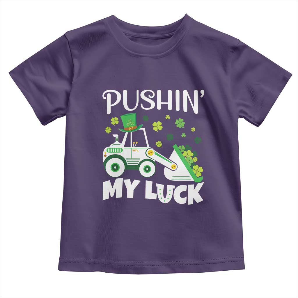 St Patricks Day Boys Truck Toddler T Shirt Pushing My Luck Tractor Toy Lover TS02 Purple Print Your Wear