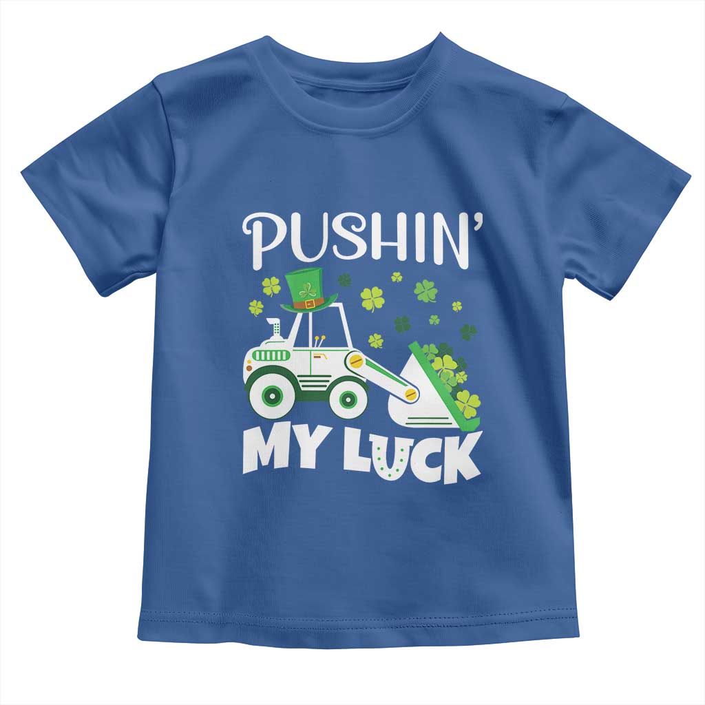 St Patricks Day Boys Truck Toddler T Shirt Pushing My Luck Tractor Toy Lover TS02 Royal Blue Print Your Wear