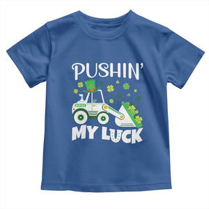 St Patricks Day Boys Truck Toddler T Shirt Pushing My Luck Tractor Toy Lover TS02 Royal Blue Print Your Wear