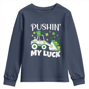 St Patricks Day Boys Truck Youth Sweatshirt Pushing My Luck Tractor Toy Lover TS02 Navy Print Your Wear