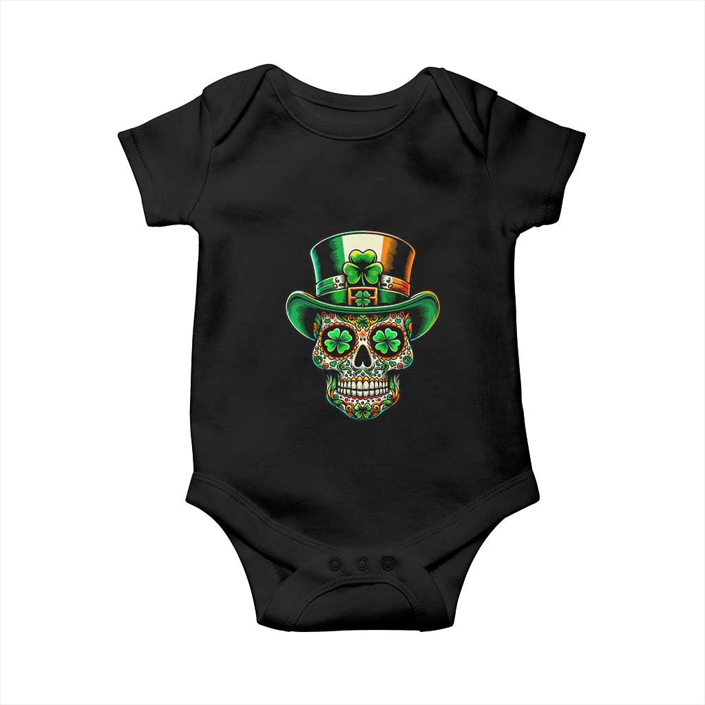 San Patties Irish Sugar Skull Baby Onesie St Patricks Day Of The Dead TS02 Black Print Your Wear