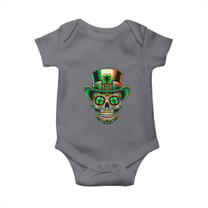 San Patties Irish Sugar Skull Baby Onesie St Patricks Day Of The Dead TS02 Charcoal Print Your Wear