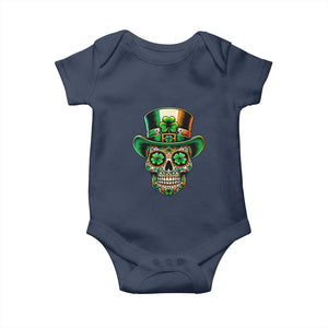 San Patties Irish Sugar Skull Baby Onesie St Patricks Day Of The Dead TS02 Navy Print Your Wear