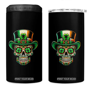 San Patties Irish Sugar Skull 4 in 1 Can Cooler Tumbler St Patricks Day Of The Dead TS02 One Size: 16 oz Black Print Your Wear
