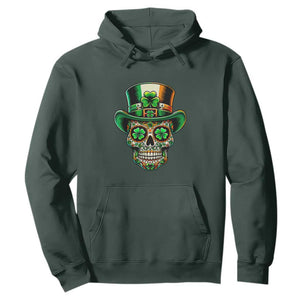 San Patties Irish Sugar Skull Hoodie St Patricks Day Of The Dead TS02 Dark Forest Green Print Your Wear
