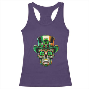 San Patties Irish Sugar Skull Racerback Tank Top St Patricks Day Of The Dead TS02 Purple Print Your Wear
