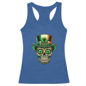 San Patties Irish Sugar Skull Racerback Tank Top St Patricks Day Of The Dead TS02 Royal Blue Print Your Wear