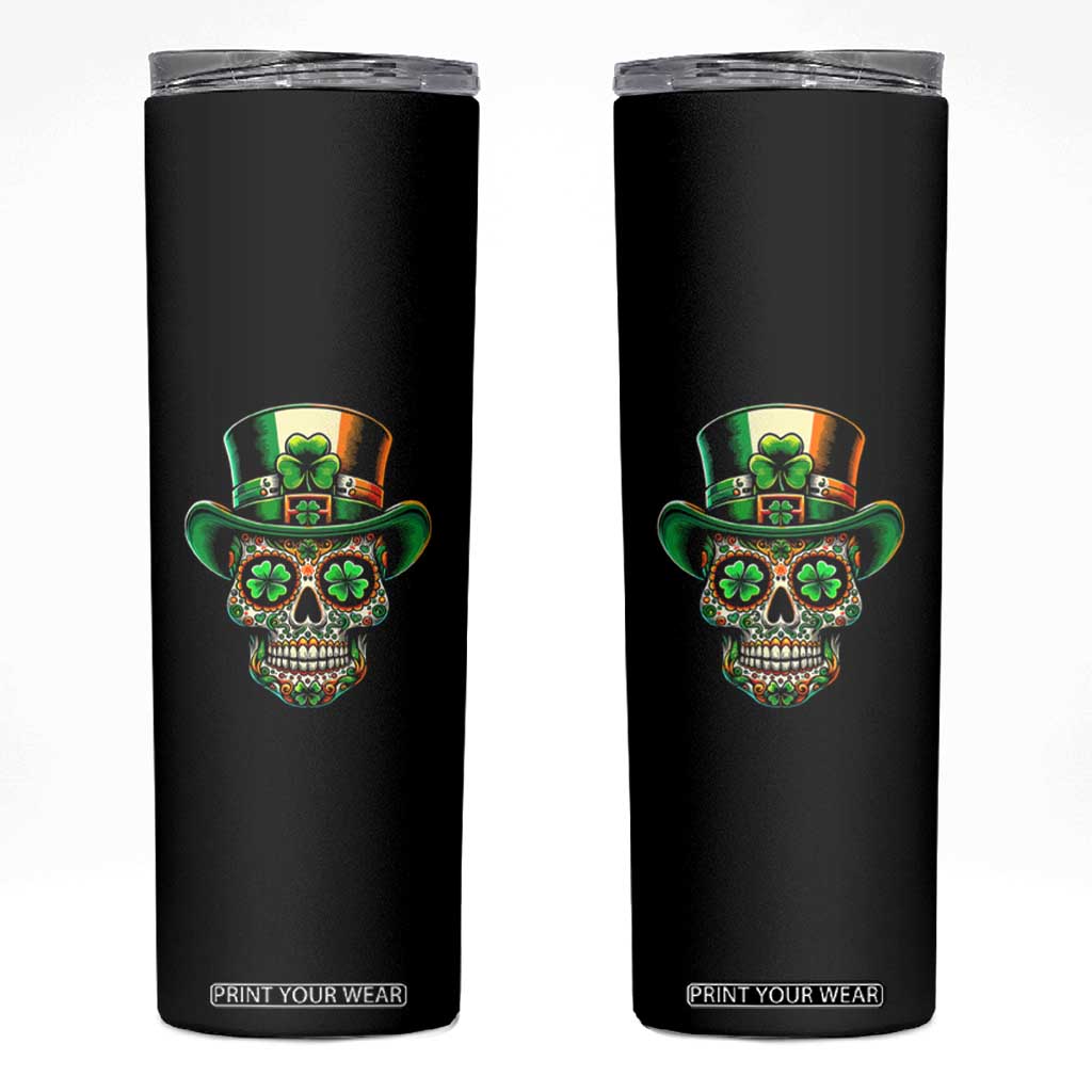 San Patties Irish Sugar Skull Skinny Tumbler St Patricks Day Of The Dead TS02 Black Print Your Wear