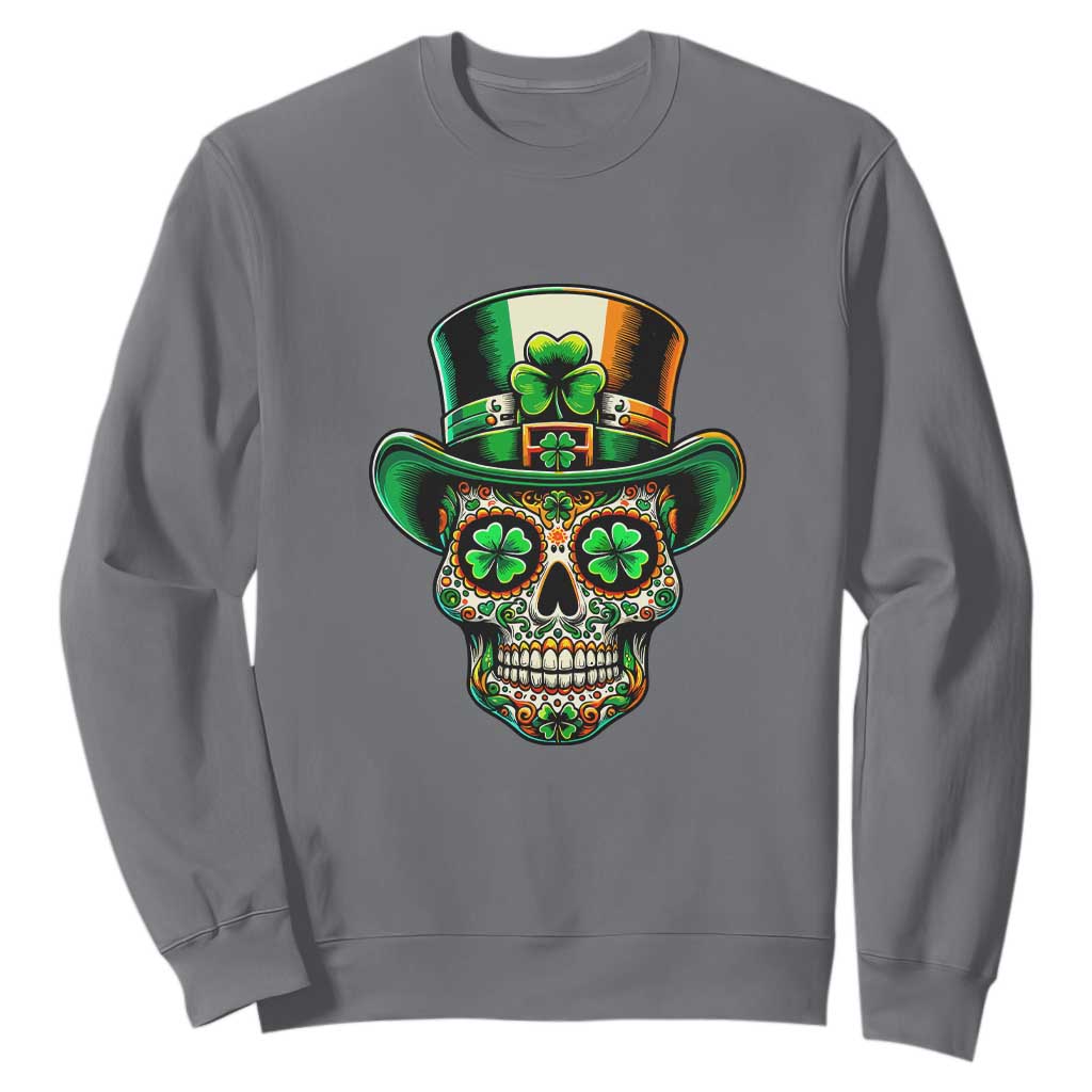 San Patties Irish Sugar Skull Sweatshirt St Patricks Day Of The Dead TS02 Charcoal Print Your Wear