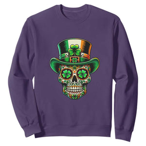 San Patties Irish Sugar Skull Sweatshirt St Patricks Day Of The Dead TS02 Purple Print Your Wear