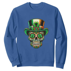 San Patties Irish Sugar Skull Sweatshirt St Patricks Day Of The Dead TS02 Royal Blue Print Your Wear