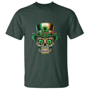 San Patties Irish Sugar Skull T Shirt St Patricks Day Of The Dead TS02 Dark Forest Green Print Your Wear