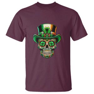 San Patties Irish Sugar Skull T Shirt St Patricks Day Of The Dead TS02 Maroon Print Your Wear