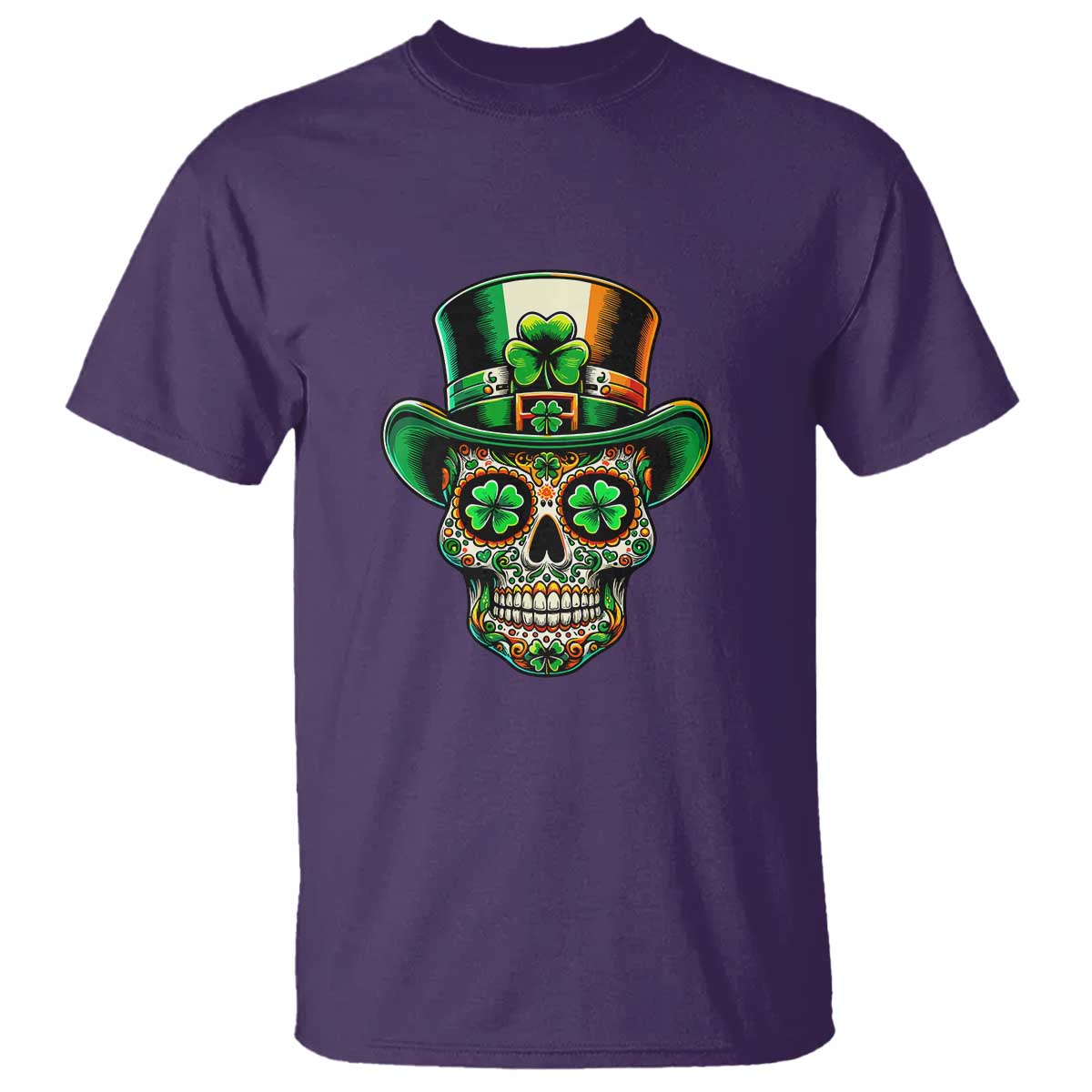 San Patties Irish Sugar Skull T Shirt St Patricks Day Of The Dead TS02 Purple Print Your Wear