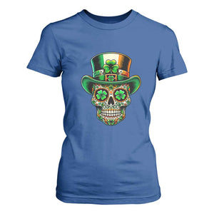San Patties Irish Sugar Skull T Shirt For Women St Patricks Day Of The Dead TS02 Royal Blue Print Your Wear
