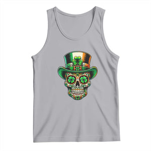 San Patties Irish Sugar Skull Tank Top St Patricks Day Of The Dead TS02 Athletic Heather Print Your Wear