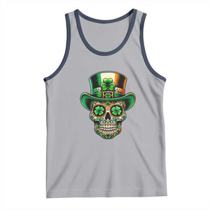 San Patties Irish Sugar Skull Tank Top St Patricks Day Of The Dead TS02 Athletic Heather Navy Print Your Wear