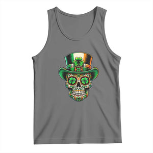 San Patties Irish Sugar Skull Tank Top St Patricks Day Of The Dead TS02 Black Heather Print Your Wear