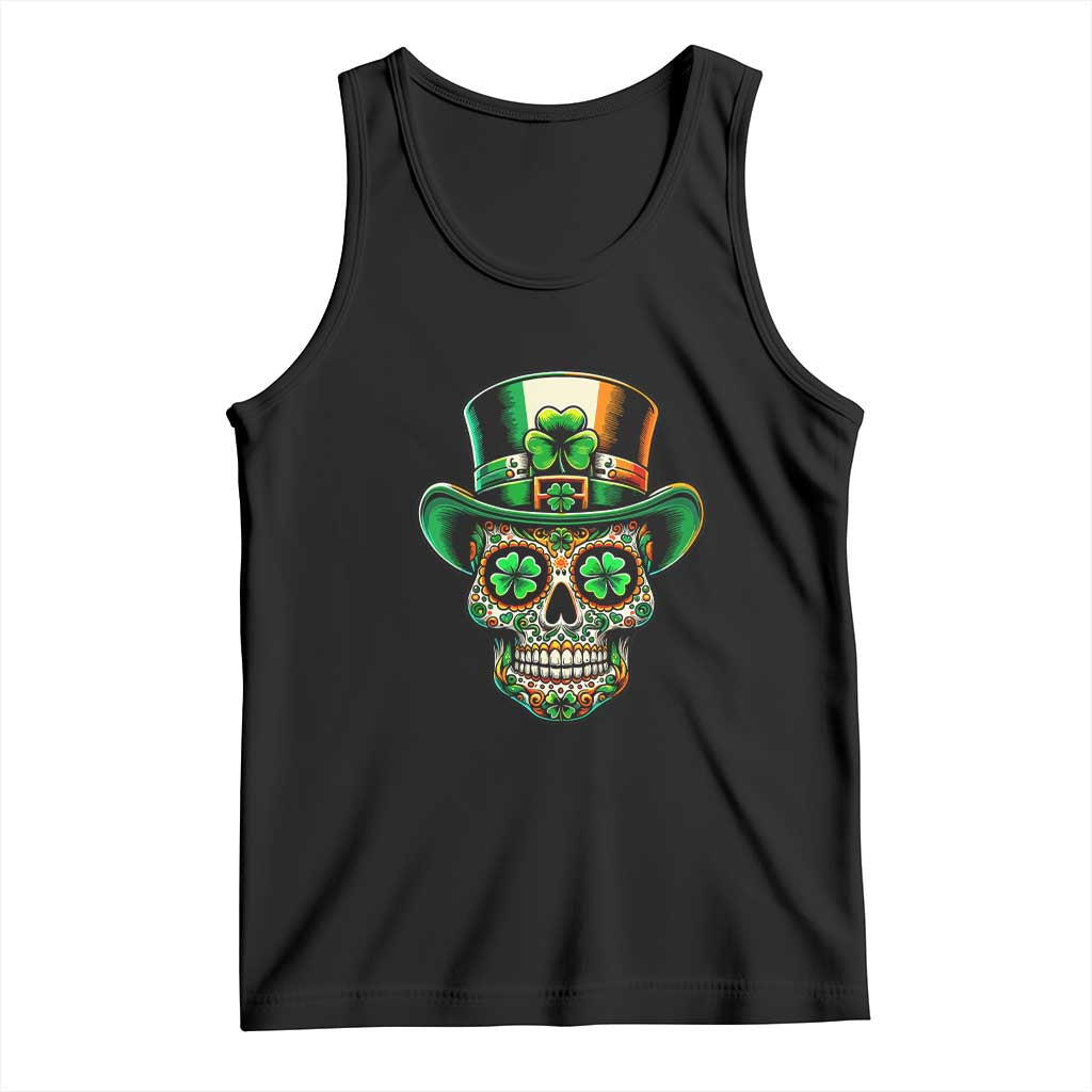 San Patties Irish Sugar Skull Tank Top St Patricks Day Of The Dead TS02 Black Print Your Wear