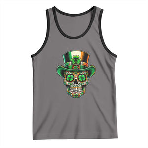 San Patties Irish Sugar Skull Tank Top St Patricks Day Of The Dead TS02 Deep Heather Black Print Your Wear