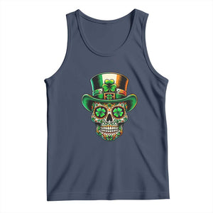 San Patties Irish Sugar Skull Tank Top St Patricks Day Of The Dead TS02 Navy Print Your Wear