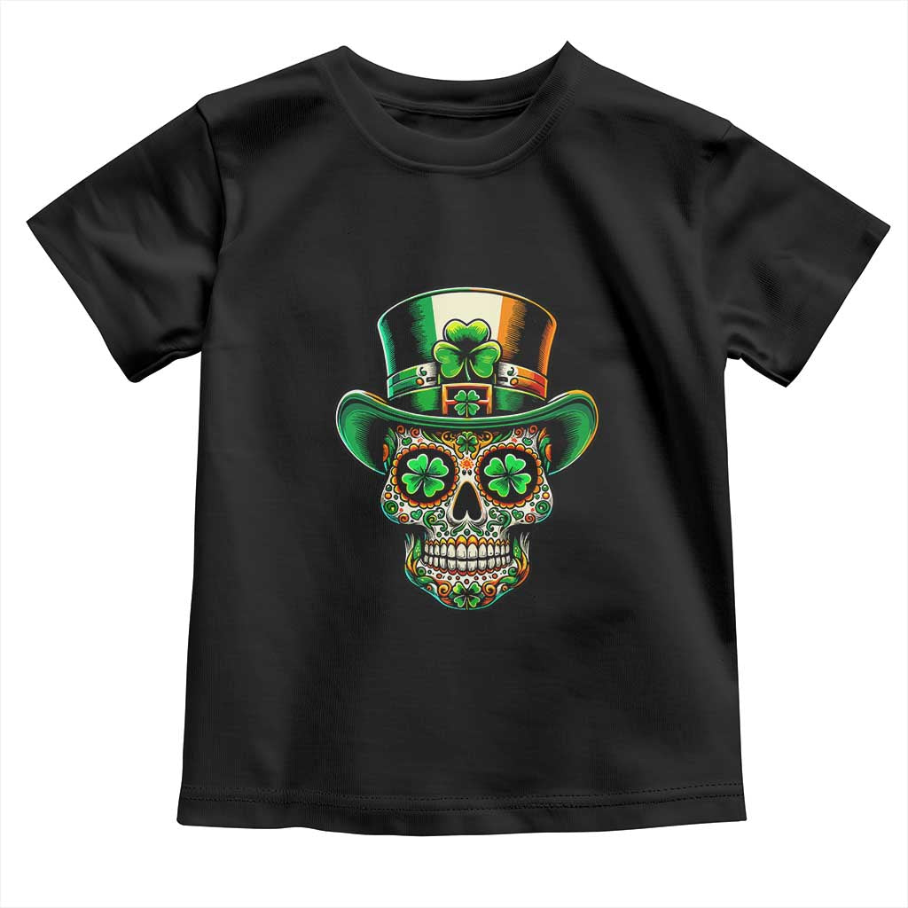 San Patties Irish Sugar Skull Toddler T Shirt St Patricks Day Of The Dead TS02 Black Print Your Wear