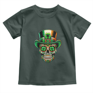 San Patties Irish Sugar Skull Toddler T Shirt St Patricks Day Of The Dead TS02 Dark Forest Green Print Your Wear
