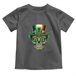 San Patties Irish Sugar Skull Toddler T Shirt St Patricks Day Of The Dead TS02 Dark Heather Print Your Wear