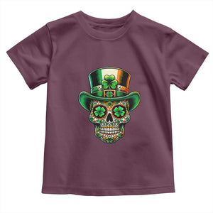 San Patties Irish Sugar Skull Toddler T Shirt St Patricks Day Of The Dead TS02 Maroon Print Your Wear