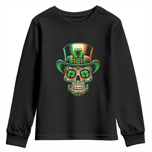 San Patties Irish Sugar Skull Youth Sweatshirt St Patricks Day Of The Dead TS02 Black Print Your Wear