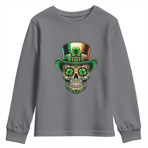 San Patties Irish Sugar Skull Youth Sweatshirt St Patricks Day Of The Dead TS02 Charcoal Print Your Wear
