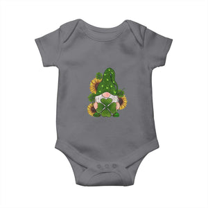 St Patrick's Day Cute Gnomes Baby Onesie Holding Shamrock Sunflower TS02 Charcoal Print Your Wear
