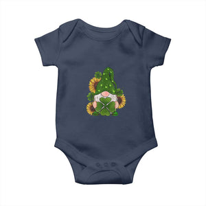 St Patrick's Day Cute Gnomes Baby Onesie Holding Shamrock Sunflower TS02 Navy Print Your Wear