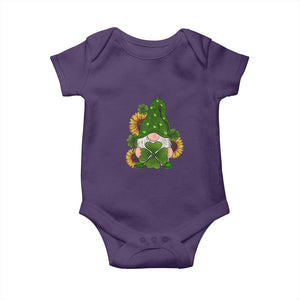 St Patrick's Day Cute Gnomes Baby Onesie Holding Shamrock Sunflower TS02 Purple Print Your Wear