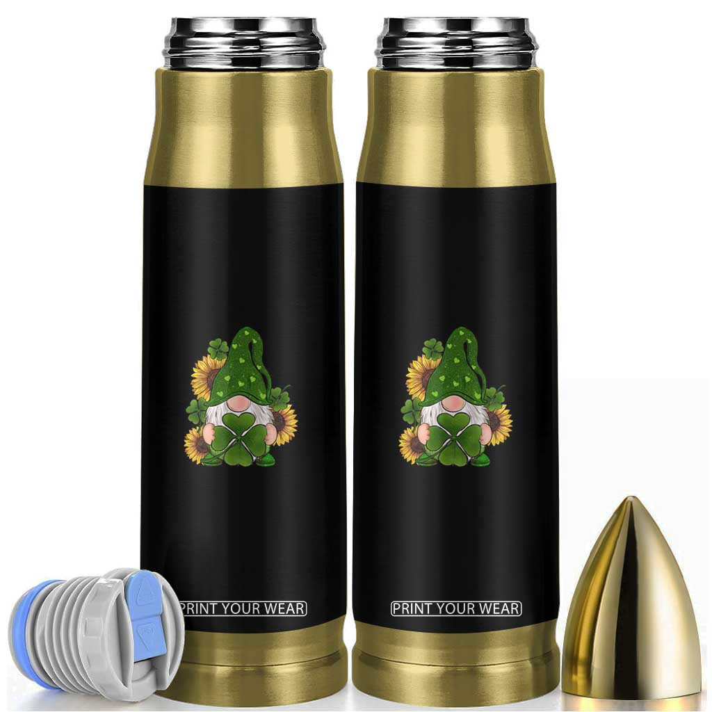 St Patrick's Day Cute Gnomes Bullet Tumbler Holding Shamrock Sunflower TS02 Black Print Your Wear