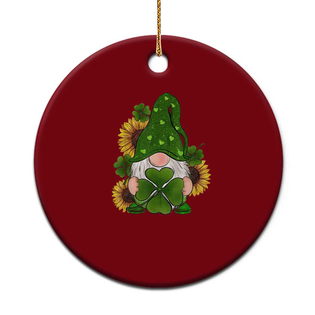 St Patrick's Day Cute Gnomes Ceramic Ornament Holding Shamrock Sunflower TS02 1pc Red Print Your Wear