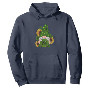 St Patrick's Day Cute Gnomes Hoodie Holding Shamrock Sunflower TS02 Navy Print Your Wear