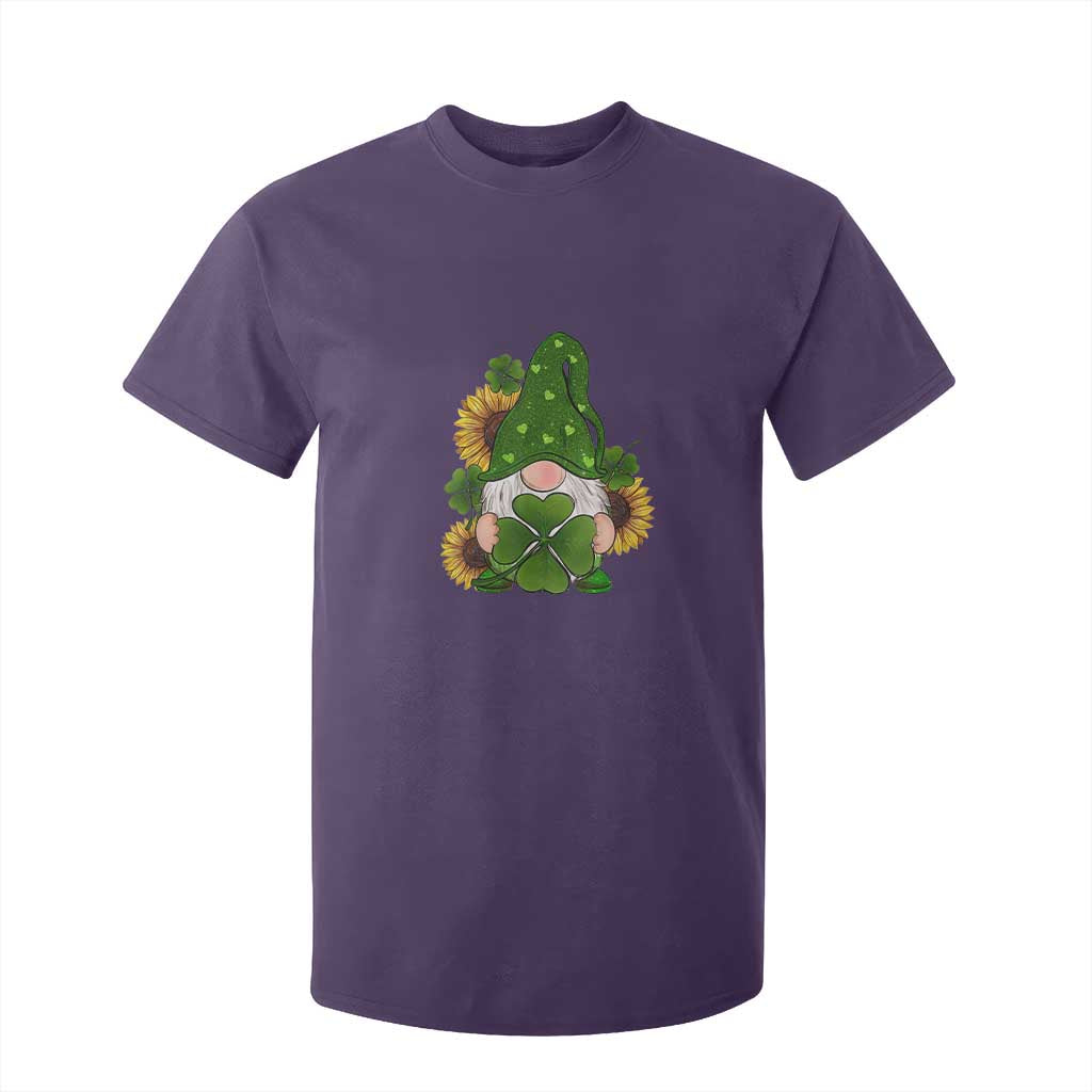 St Patrick's Day Cute Gnomes T Shirt For Kid Holding Shamrock Sunflower TS02 Purple Print Your Wear
