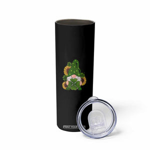 St Patrick's Day Cute Gnomes Skinny Tumbler Holding Shamrock Sunflower TS02 Print Your Wear